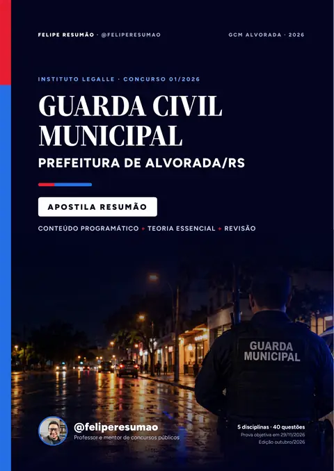 Página 1 da apostila: Capa, Apostila Resumão GCM Alvorada
